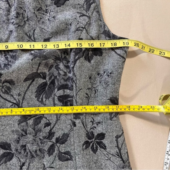Talbots Wool Blend Grey Floral Roses Cowl Neck Sheath Dress Size 12 Classic NWT - Picture 2 of 15